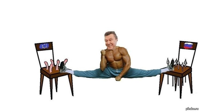 Видимо, ответ на загадку не был очевиден. Но у лидера Украины своё решение.  загадка про два стула, Янукович, Ван Дамм